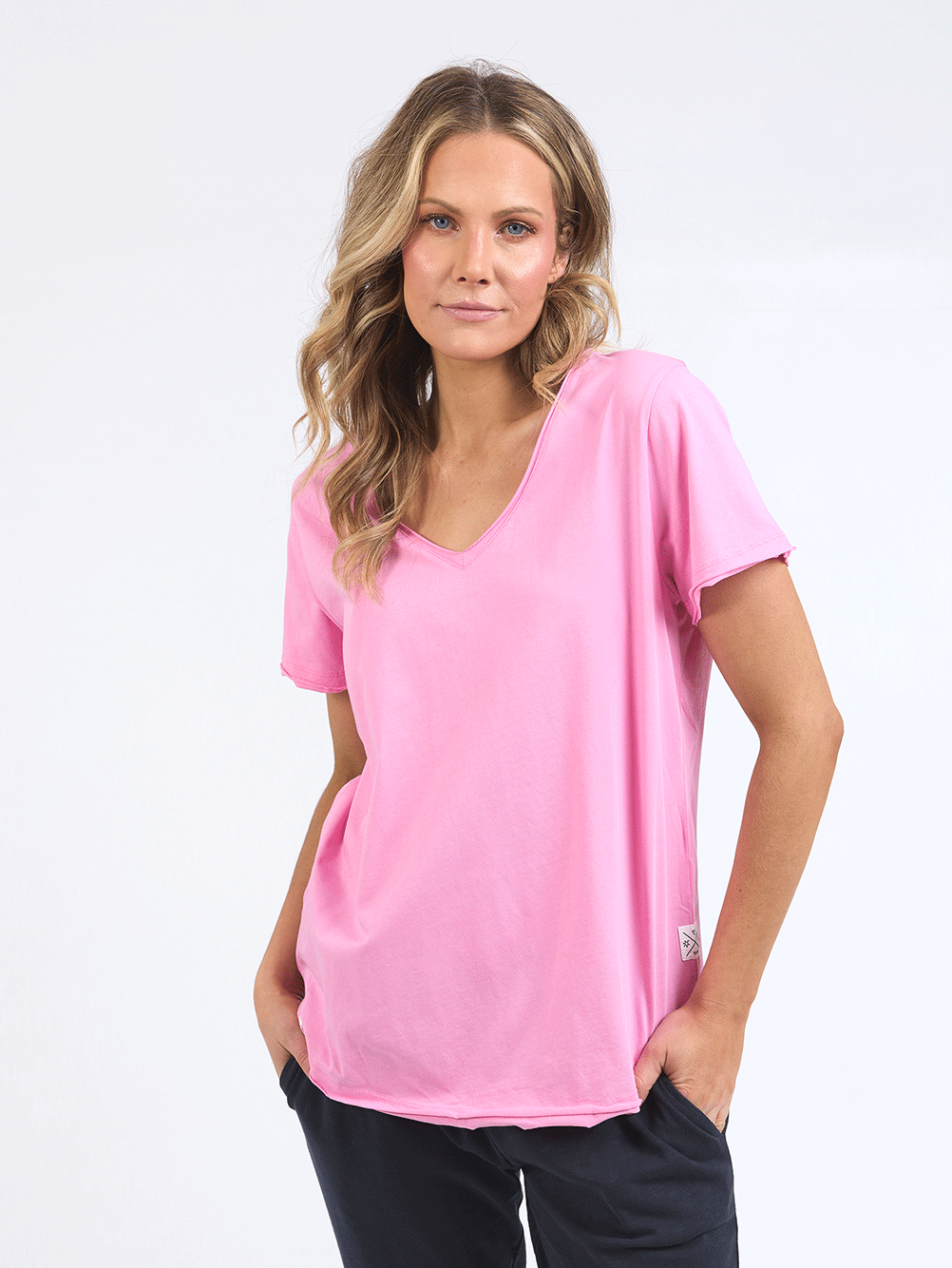 Pima V Neck Tee - PINK