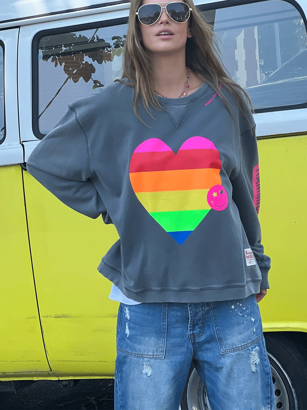 Vintage Heart Sweat - Charcoal