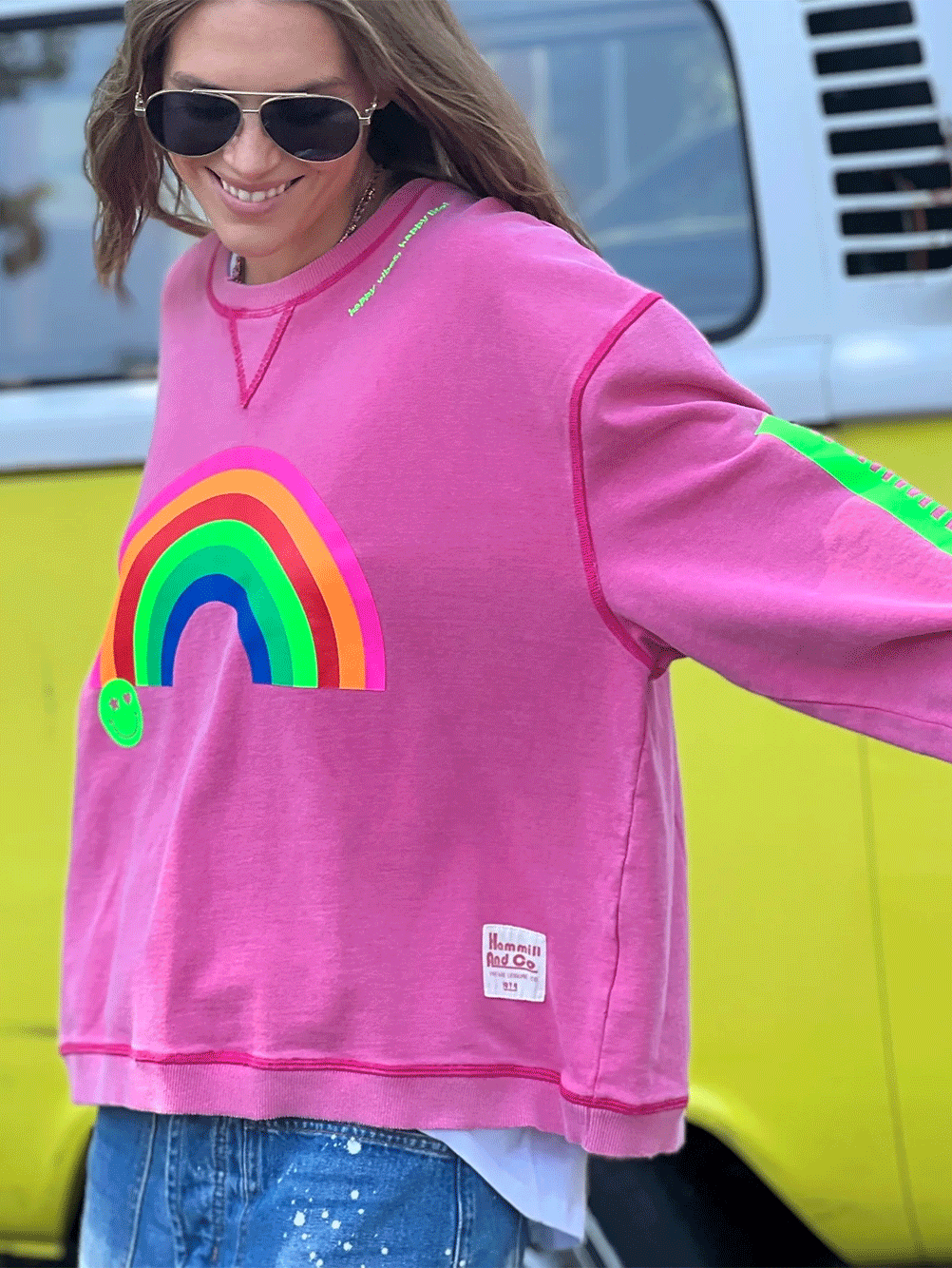 Vintage Rainbow Sweat - Washed Pink