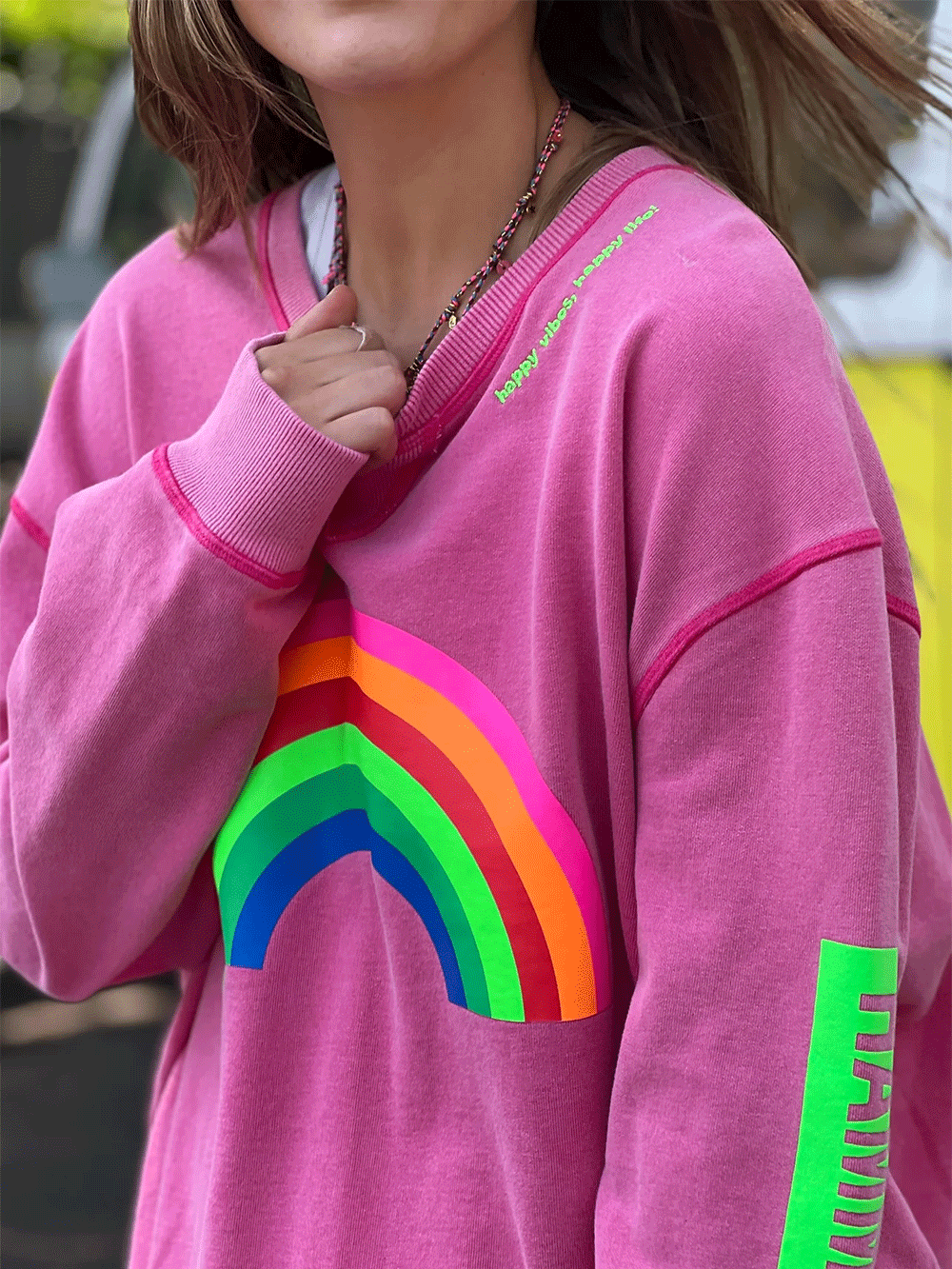 Vintage Rainbow Sweat - Washed Pink