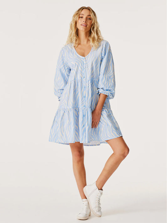 Indiana Mini Dress - ICE BLUE ZEBRA