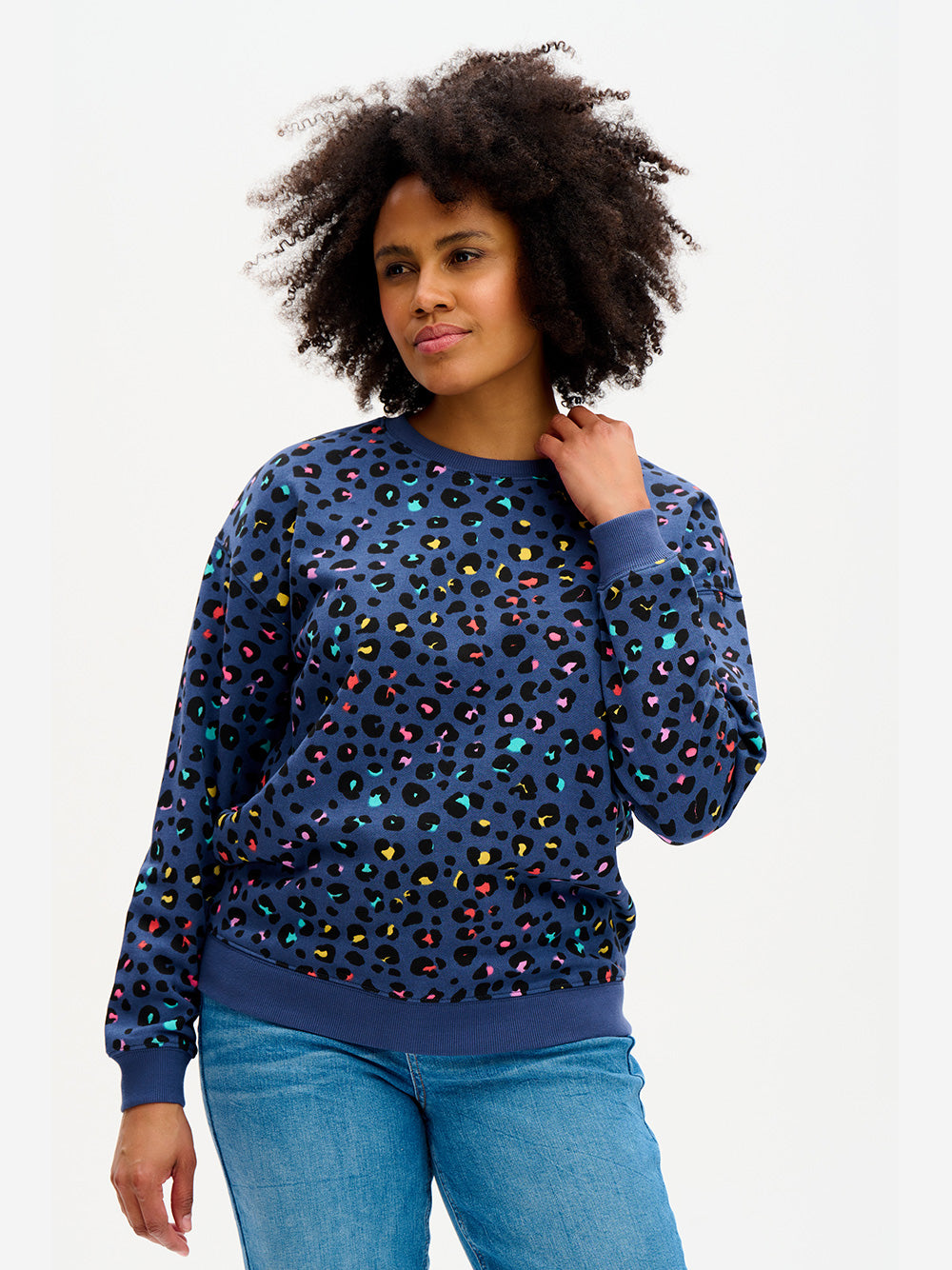 Noah Sweatshirt - NAVY RAINBOW LEOPARD