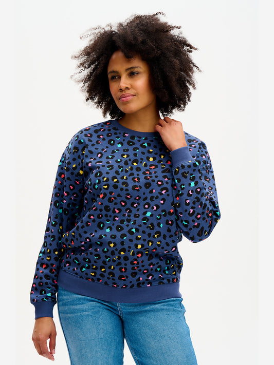 Noah Sweatshirt - NAVY RAINBOW LEOPARD