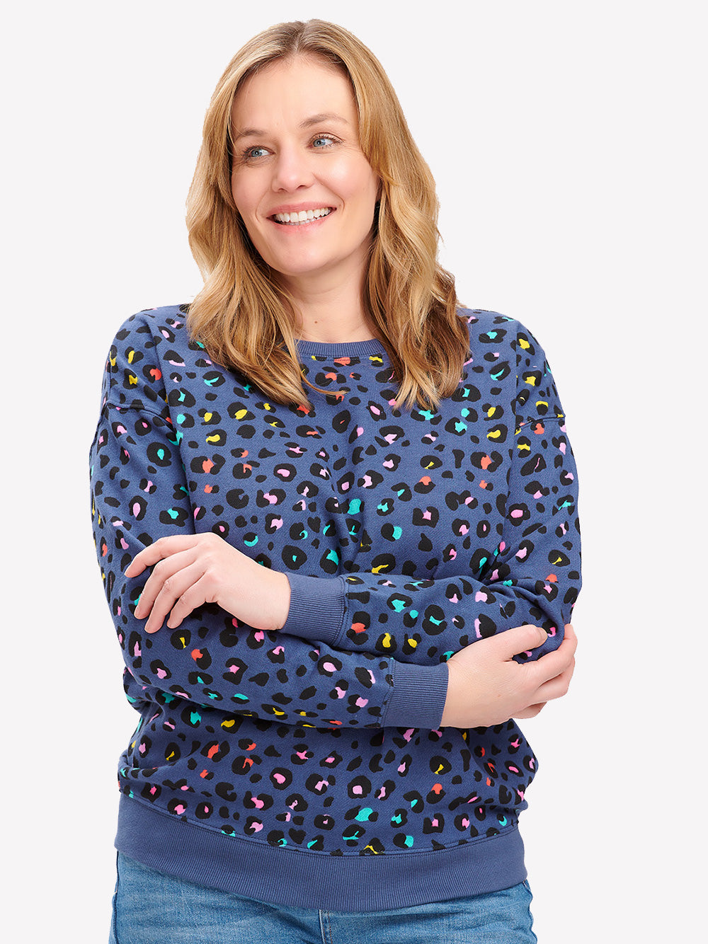 Noah Sweatshirt - NAVY RAINBOW LEOPARD