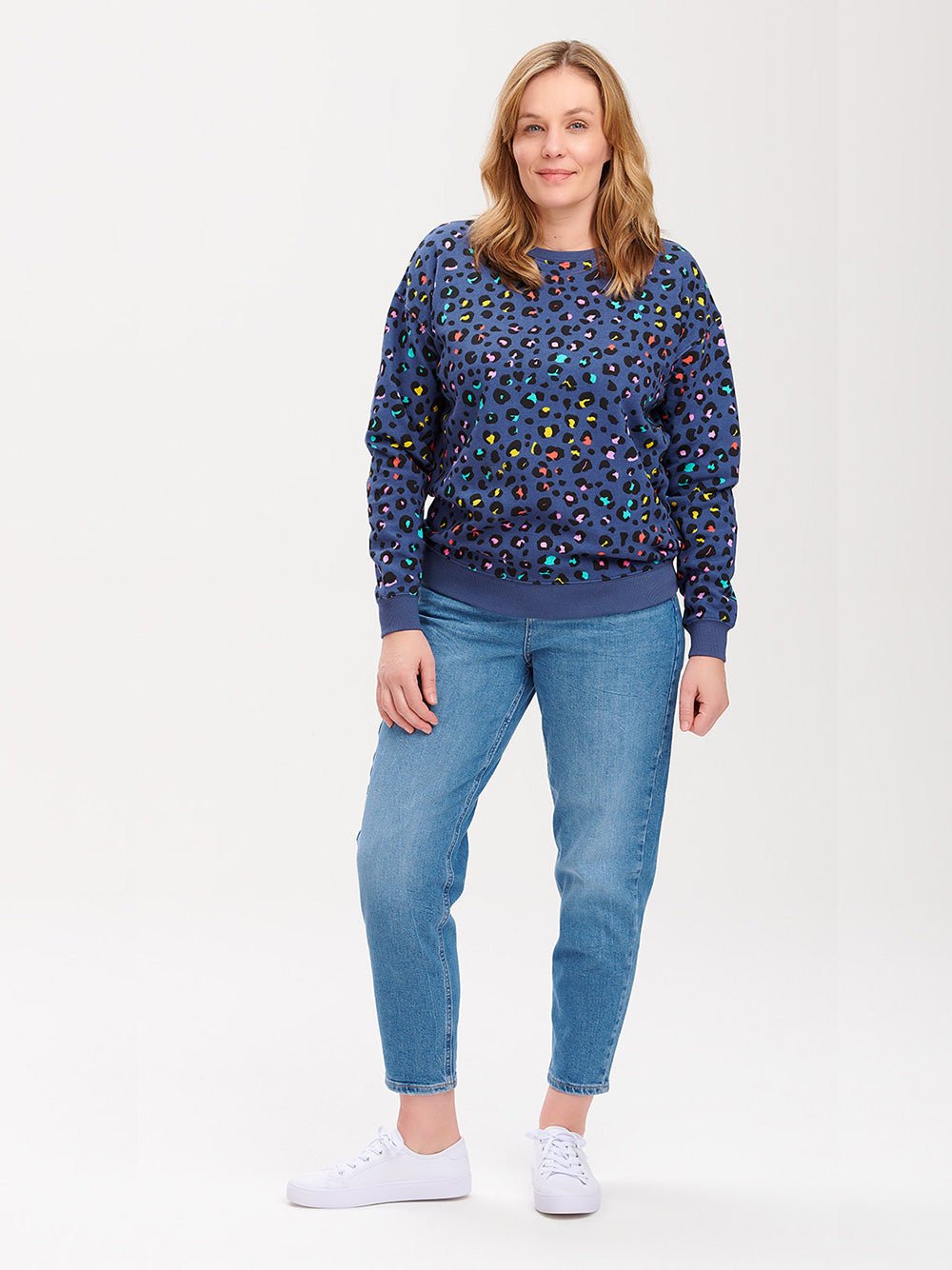 Noah Sweatshirt - NAVY RAINBOW LEOPARD
