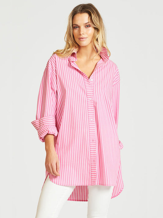 Boyfriend Oversized Shirt - ROSE STRIPE