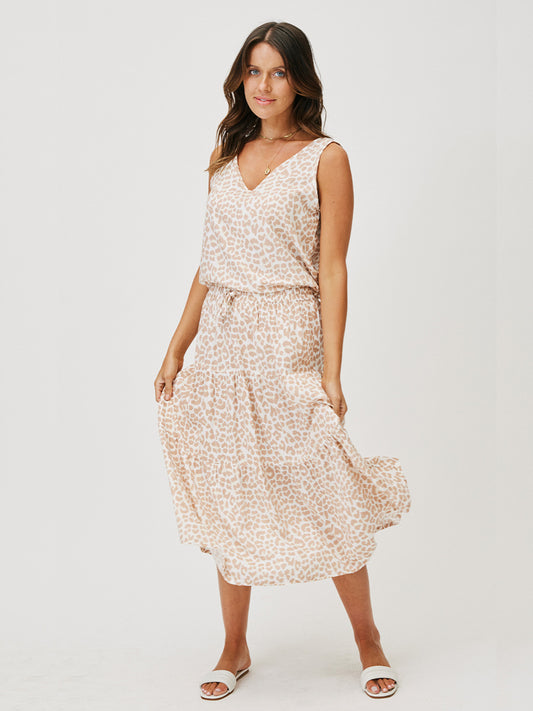 CARTEL & WILLOW Ruby Midi Skirt - NUDE LEOPARD