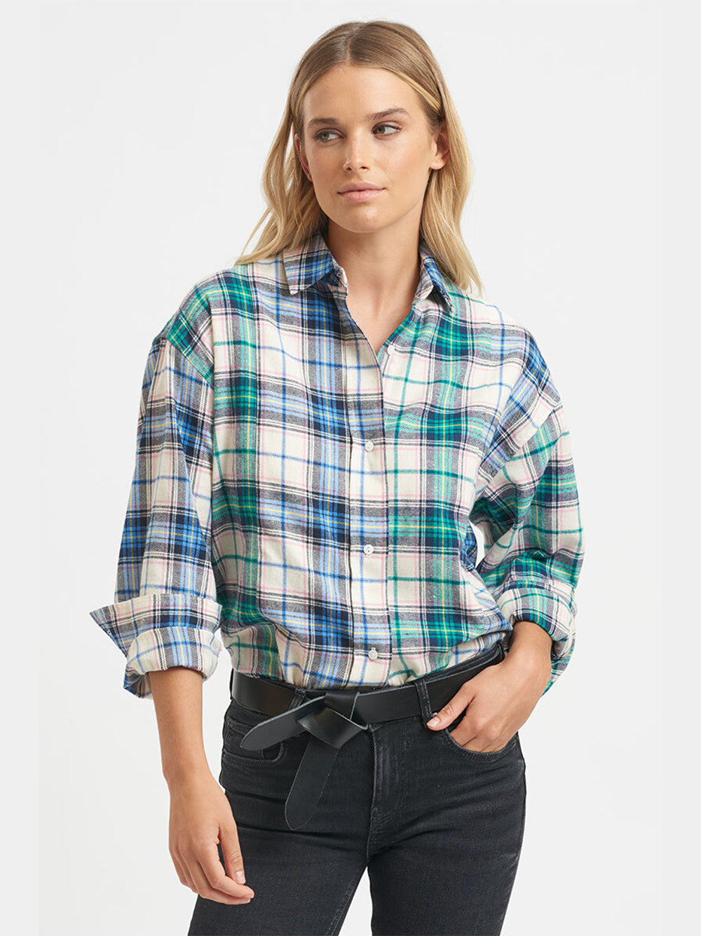 Classic Flannie Shirt - BLUE GREEN COMBO