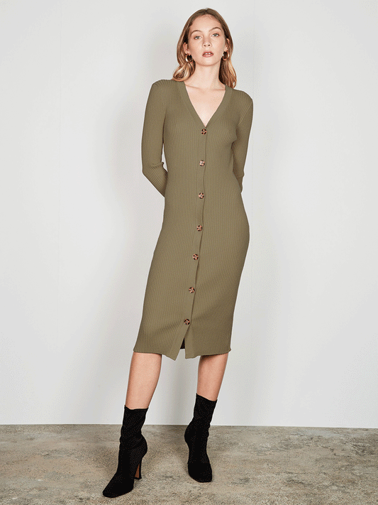 Sonia Knit Dress - KHAKI