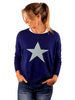 URBAN LUXURY Cashmere Star Sweater - NAVY
