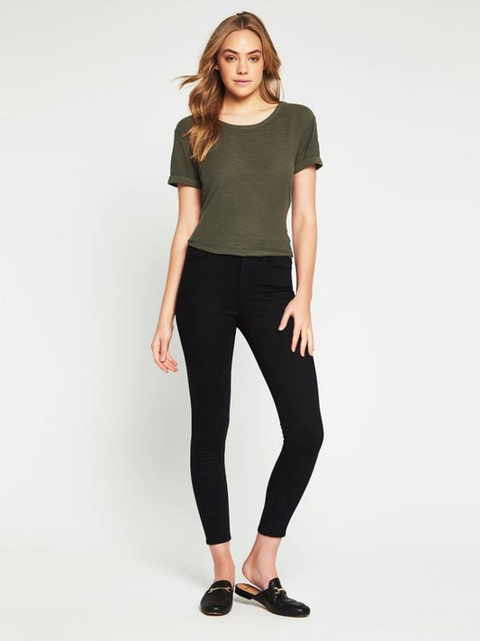 Alissa Ankle Double Black Gold Reform Jeans - BLACK