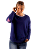 URBAN LUXURY Cashmere Star Elbow Sweater - NAVY