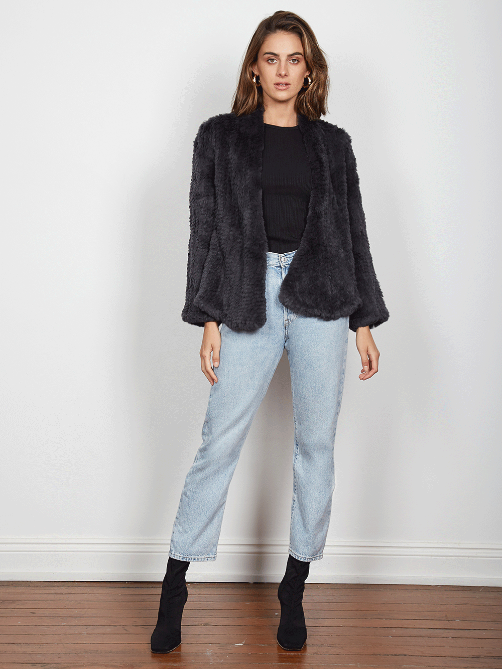 Iris Fur Jacket - CHARCOAL