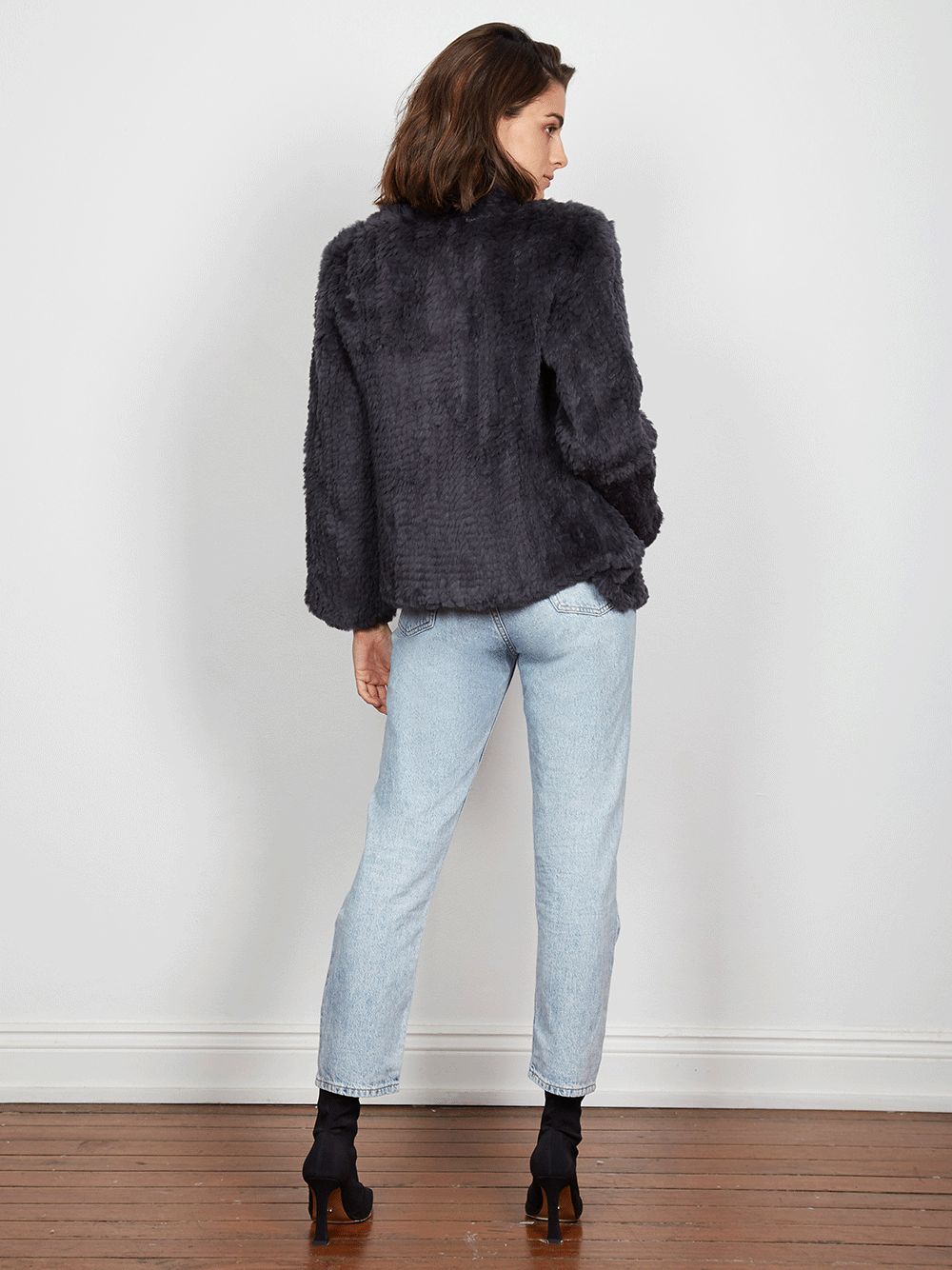 Iris Fur Jacket - CHARCOAL