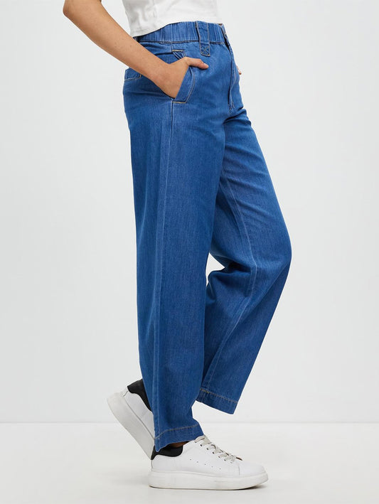 Lucia Wide Leg Pants - RODEO BLUE