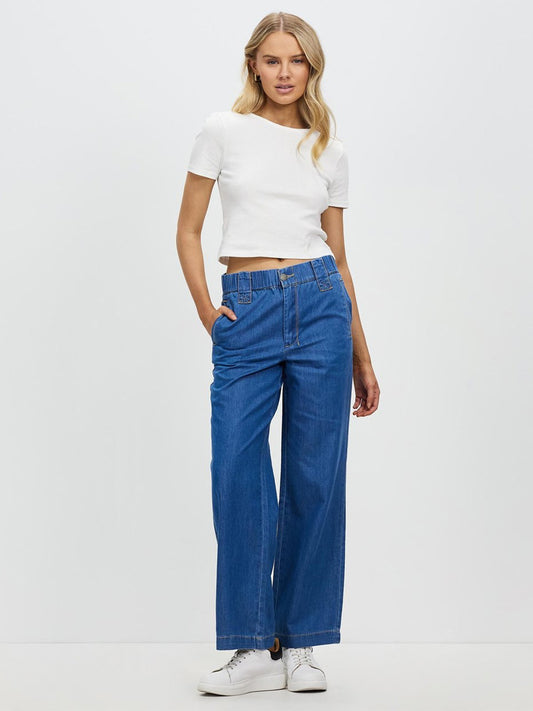 Lucia Wide Leg Pants - RODEO BLUE